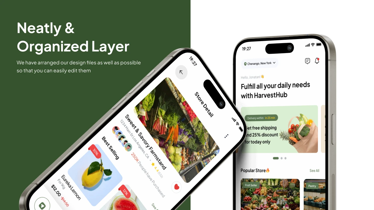 HarvestHub - Ecommerce Grocery Premium UI Kits App