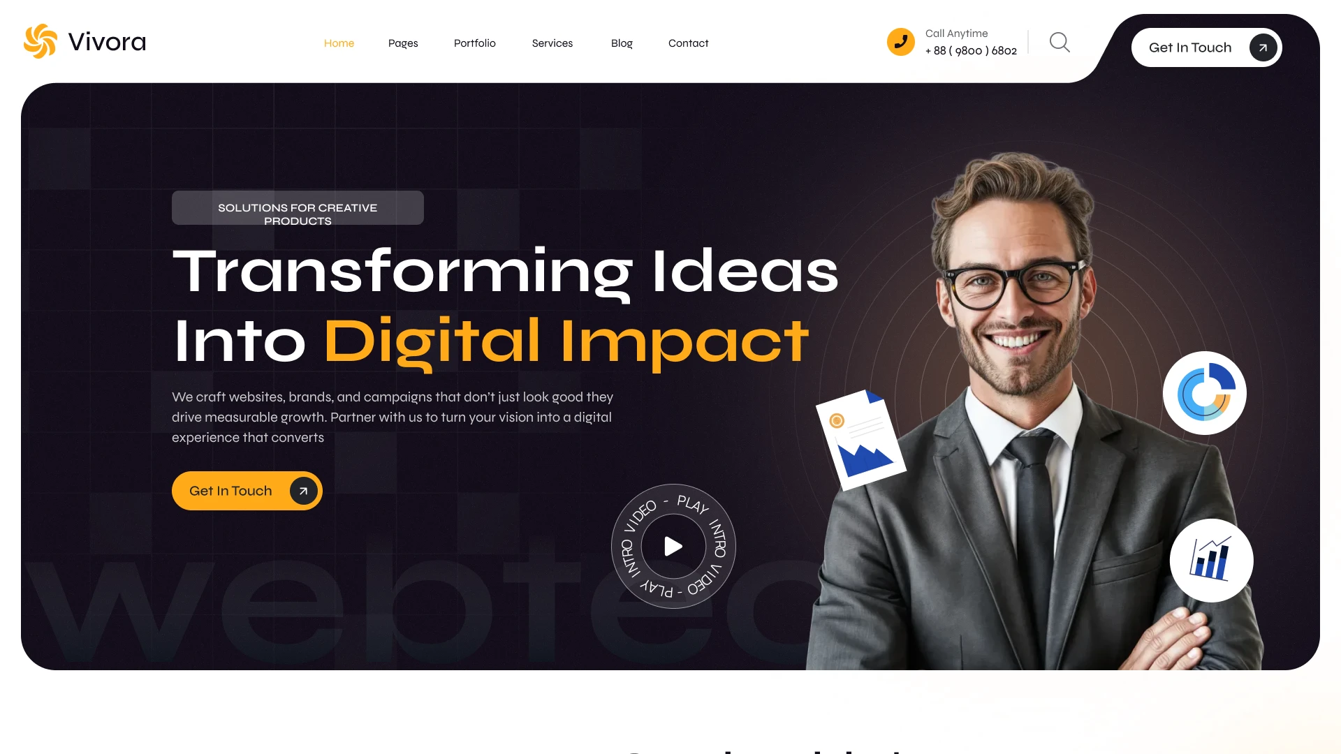 Vivora - Digital Agency & Creative Studio Figma Template (Screenshot 1 of 1)