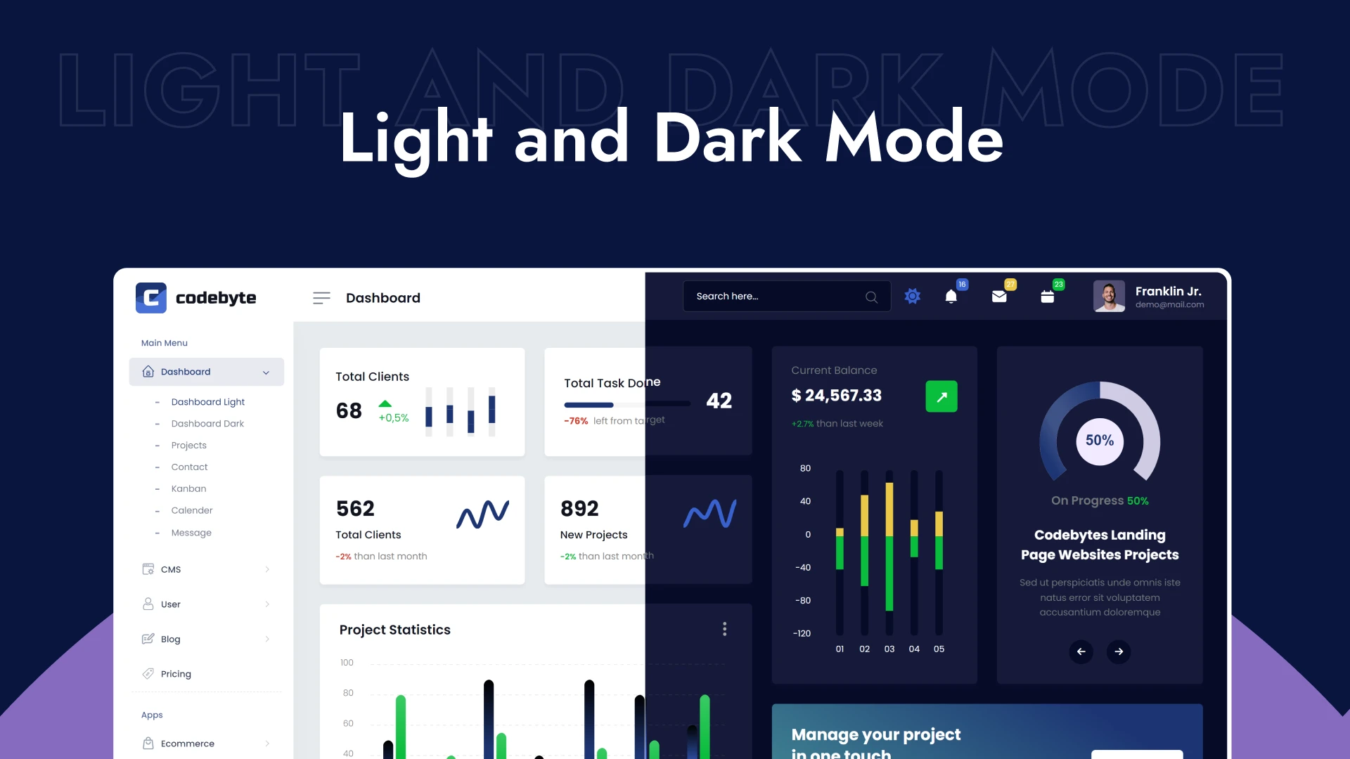 CodeByte - 8 in 1 Admin Dashboard Template