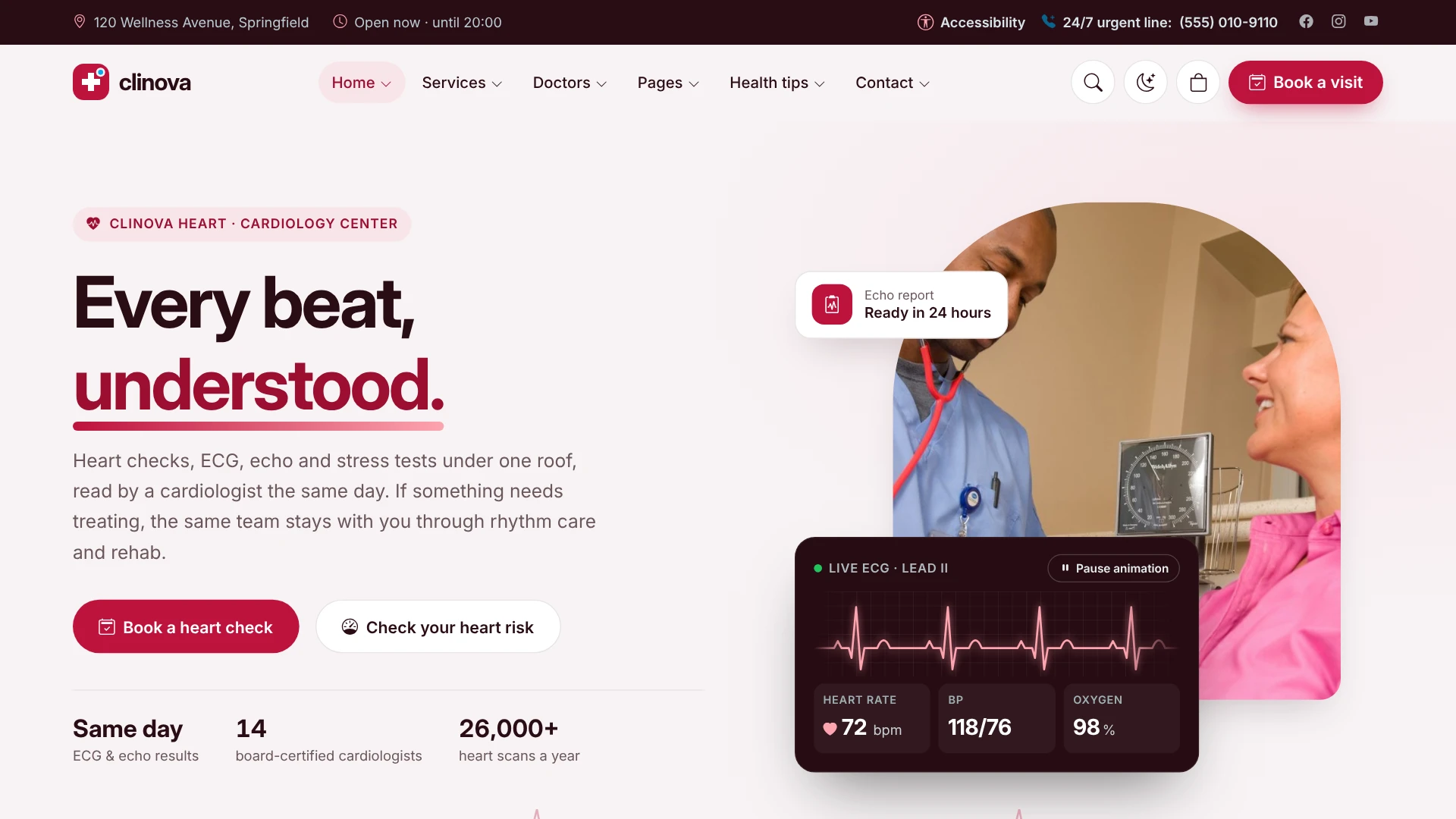 Clinova - Medical Clinic & Healthcare WordPress Theme