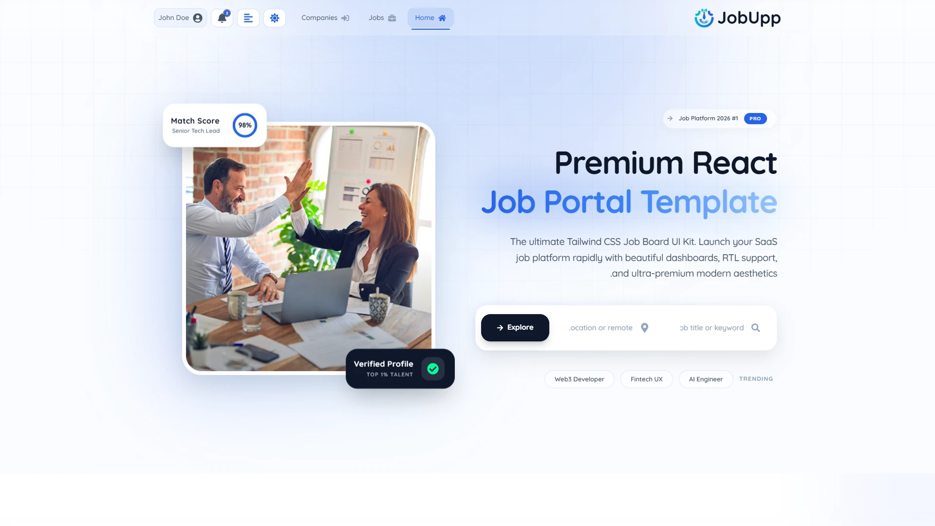 JobUpp - Job Portal Website Template Modern Job Board Platform