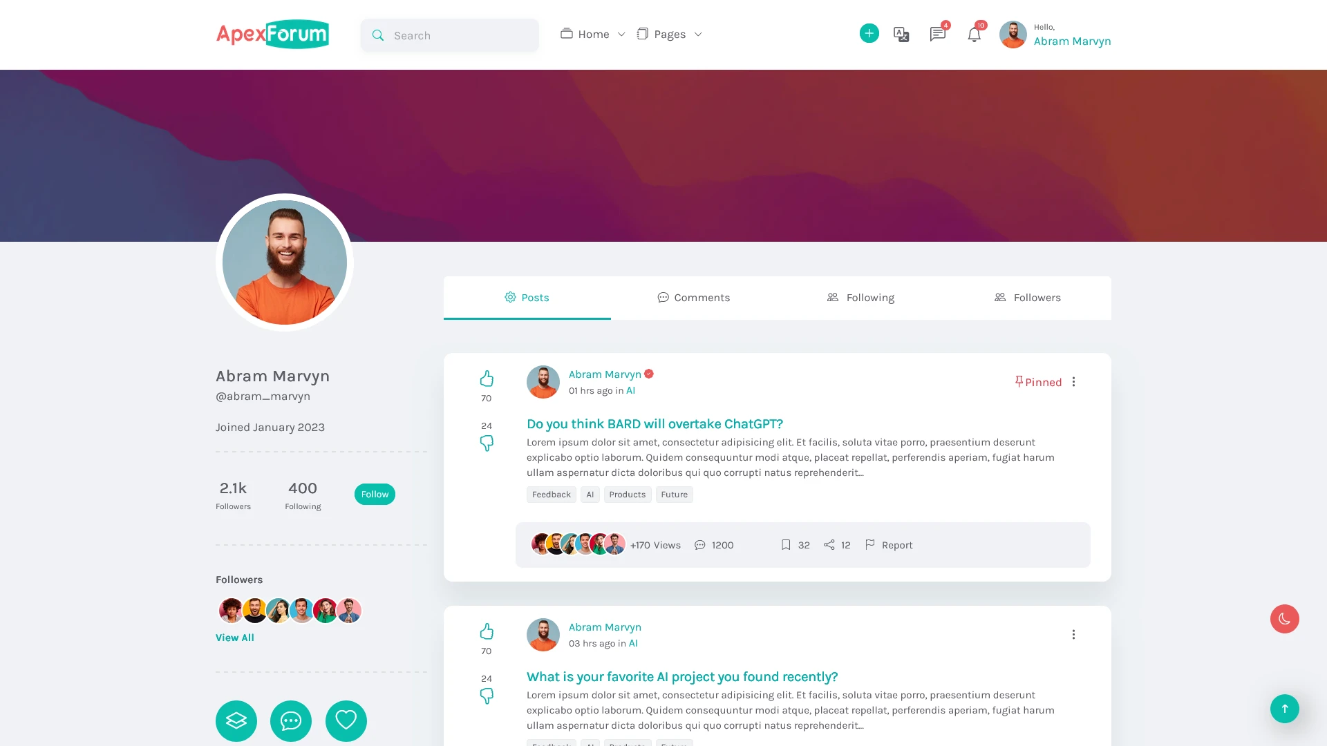 ApexForum - Ultimate Forum & Community Discussions Bootstrap Template