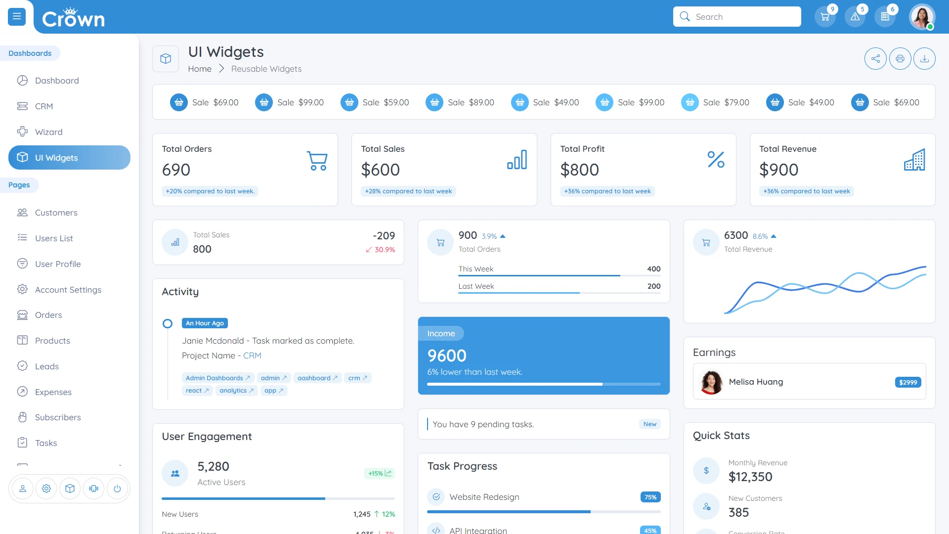 Crown - Multipurpose Admin Dashboard