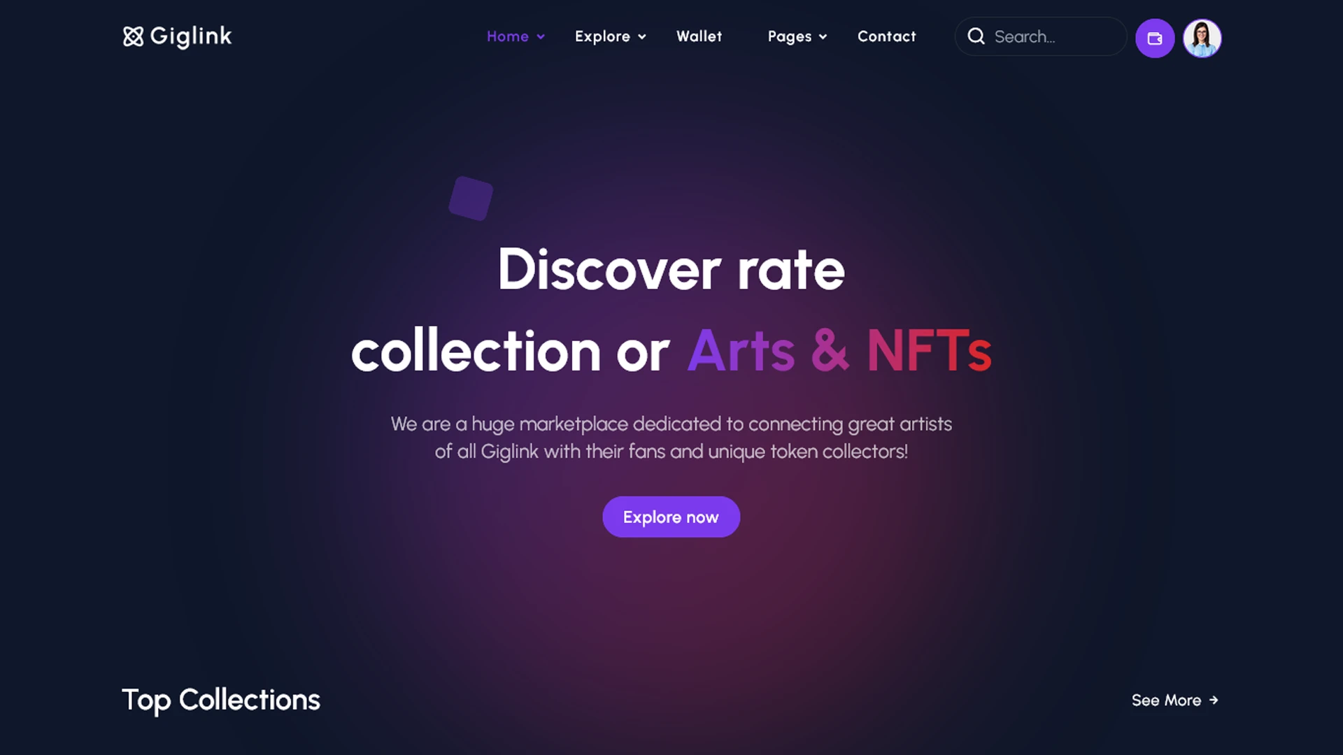 Giglink - Angular 21 NFT Marketplace Landing + Admin Dashboard Template