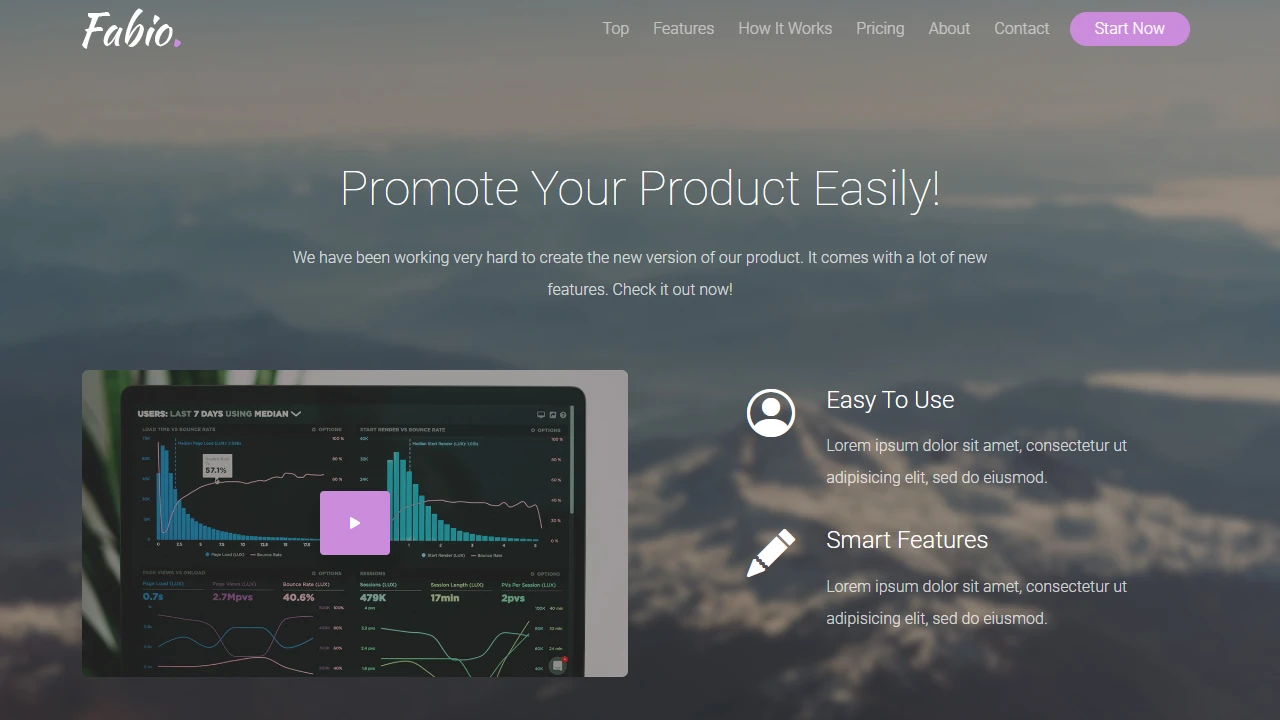 Fabio - Multipurpose Landing Pages, 5 Templates