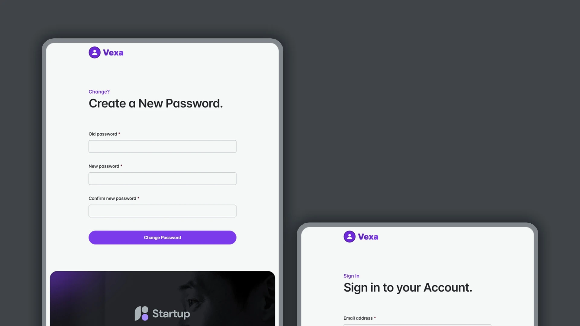 Vexa - HTML Pages for Sign In, Sign Up, 2FA, Reset & Change Password Actions