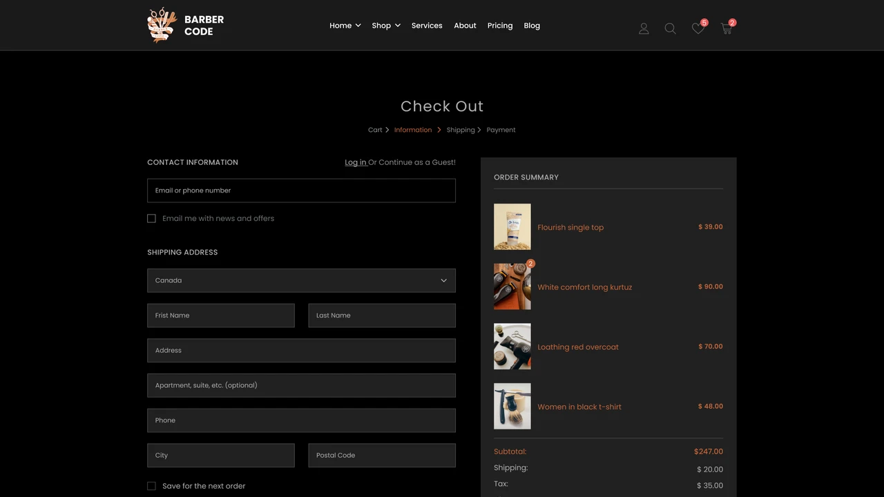 Barber Code - Barber Services and eCommerce Figma Template