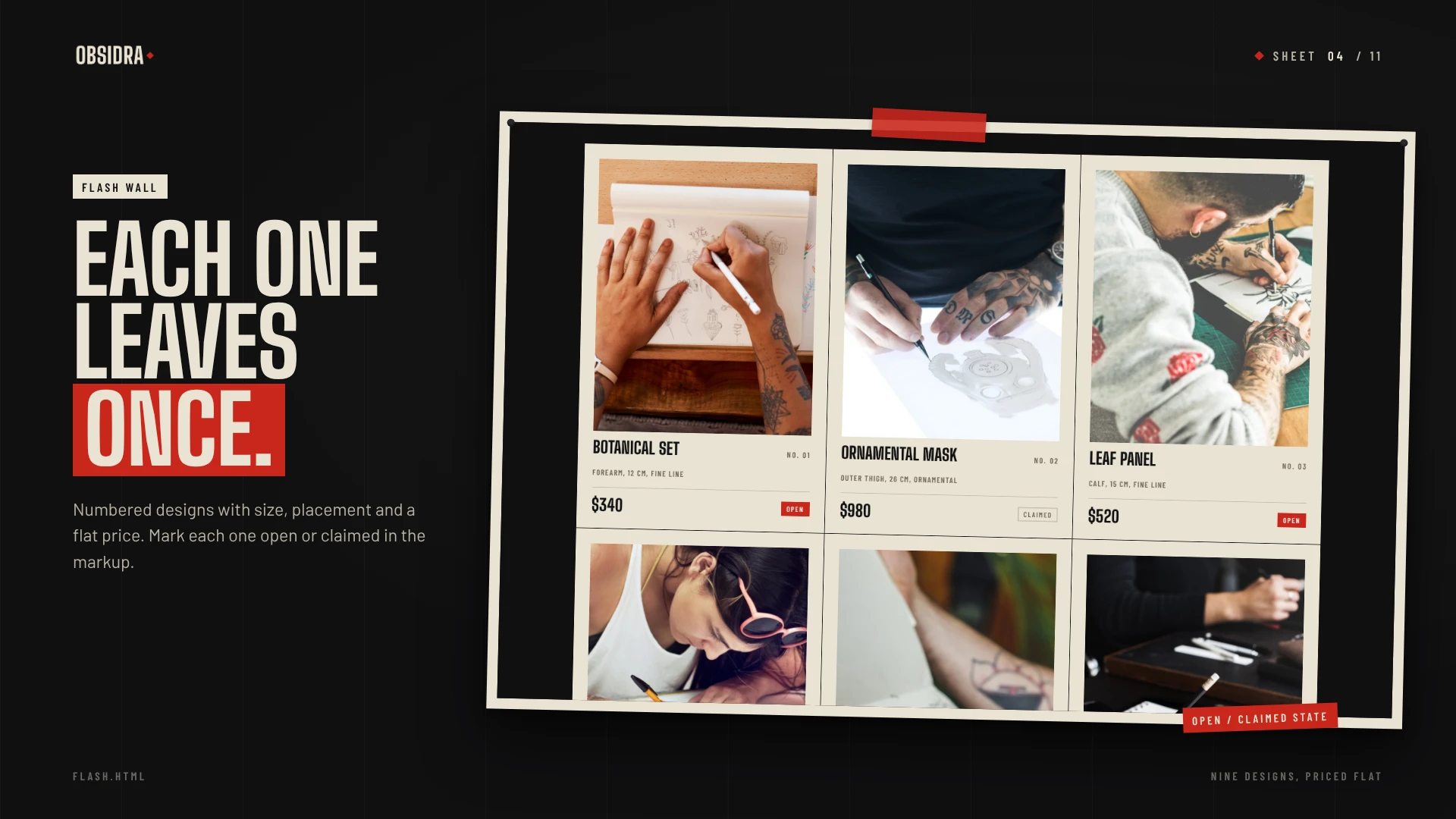Obsidra - Tattoo Studio & Artist HTML Template (Screenshot 3 of 10)