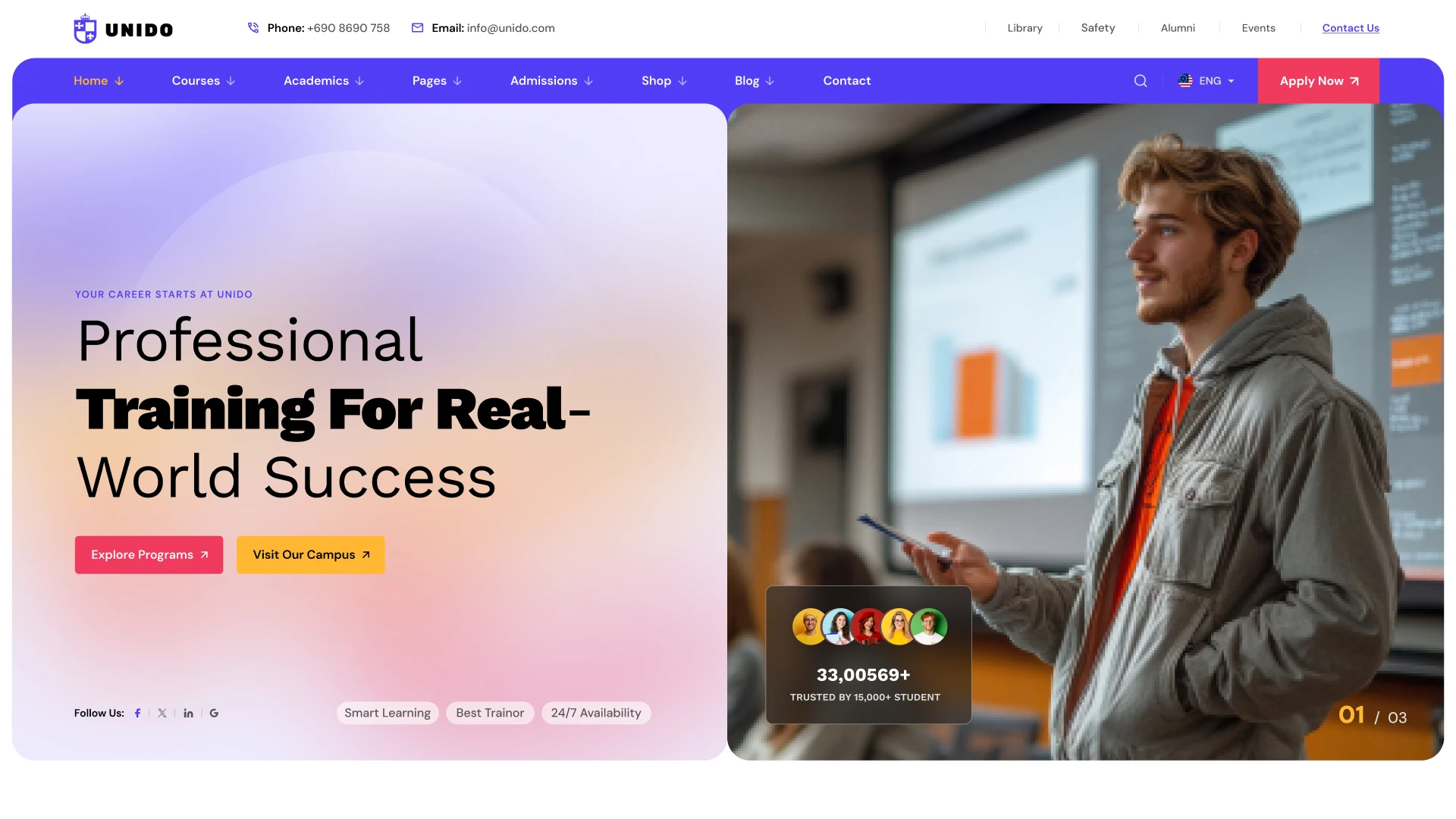 Unido - College University Education Figma Website Template
