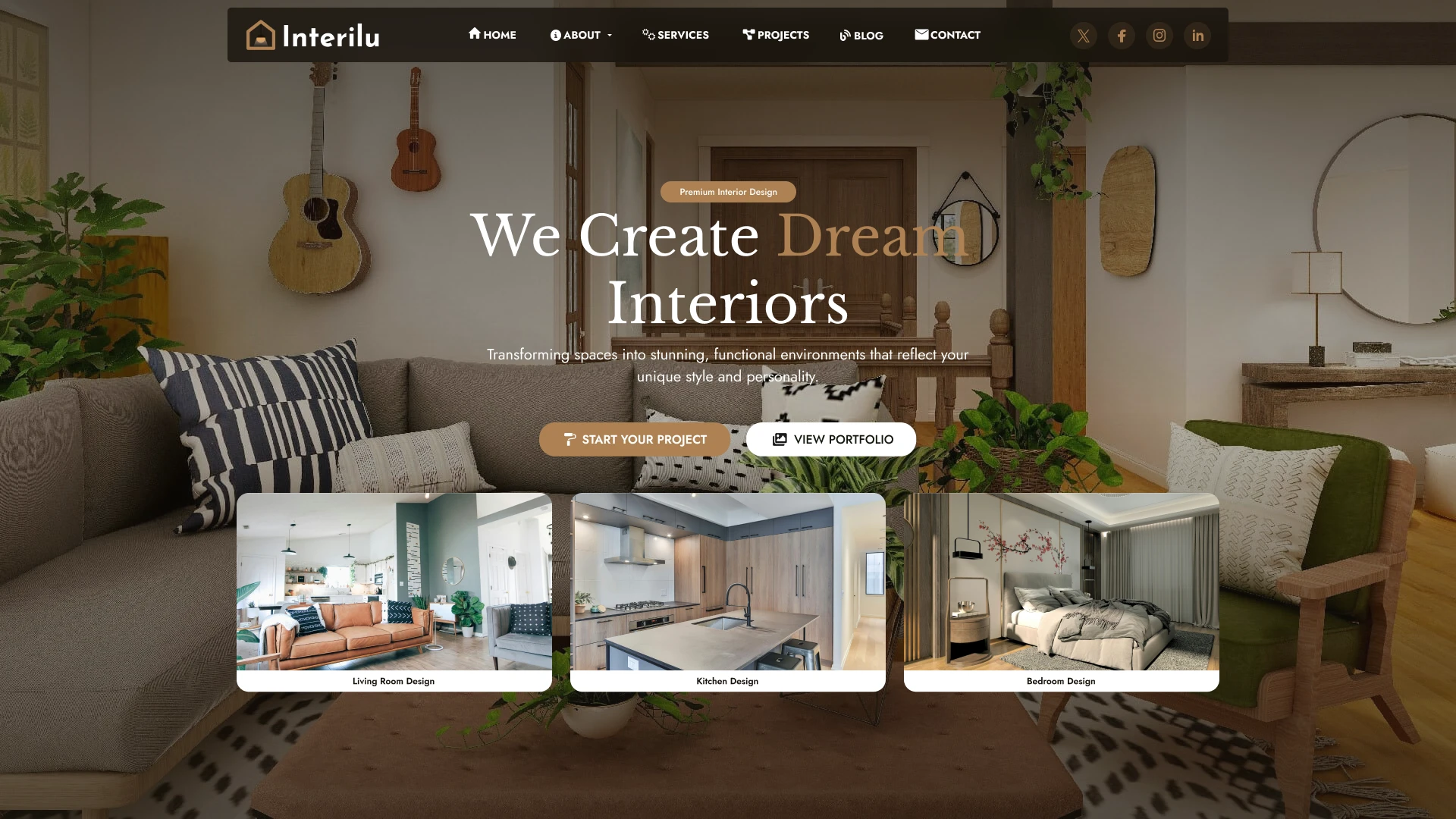 Interilu - Modern Interior Design and Architecture Figma Agency Template