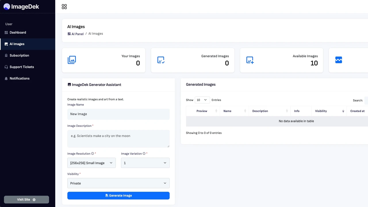 ImageDek - Image Generator Assistant as SaaS