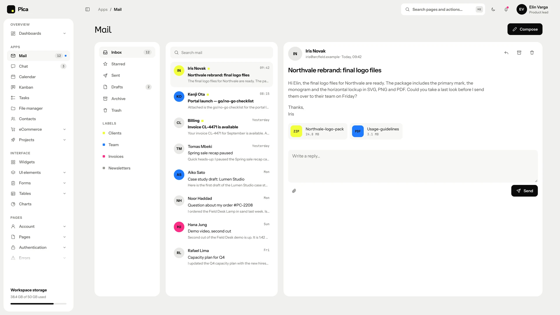 Pica - Minimal Black & White Admin Dashboard Template