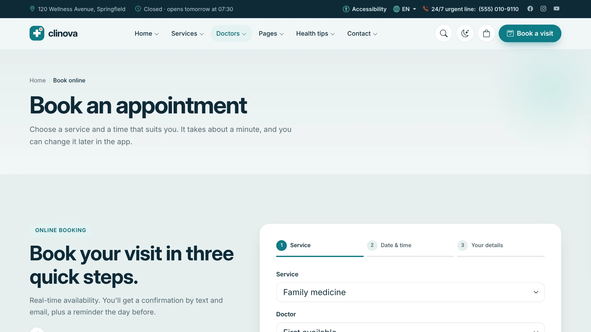 Clinova - Medical Clinic & Healthcare HTML Template