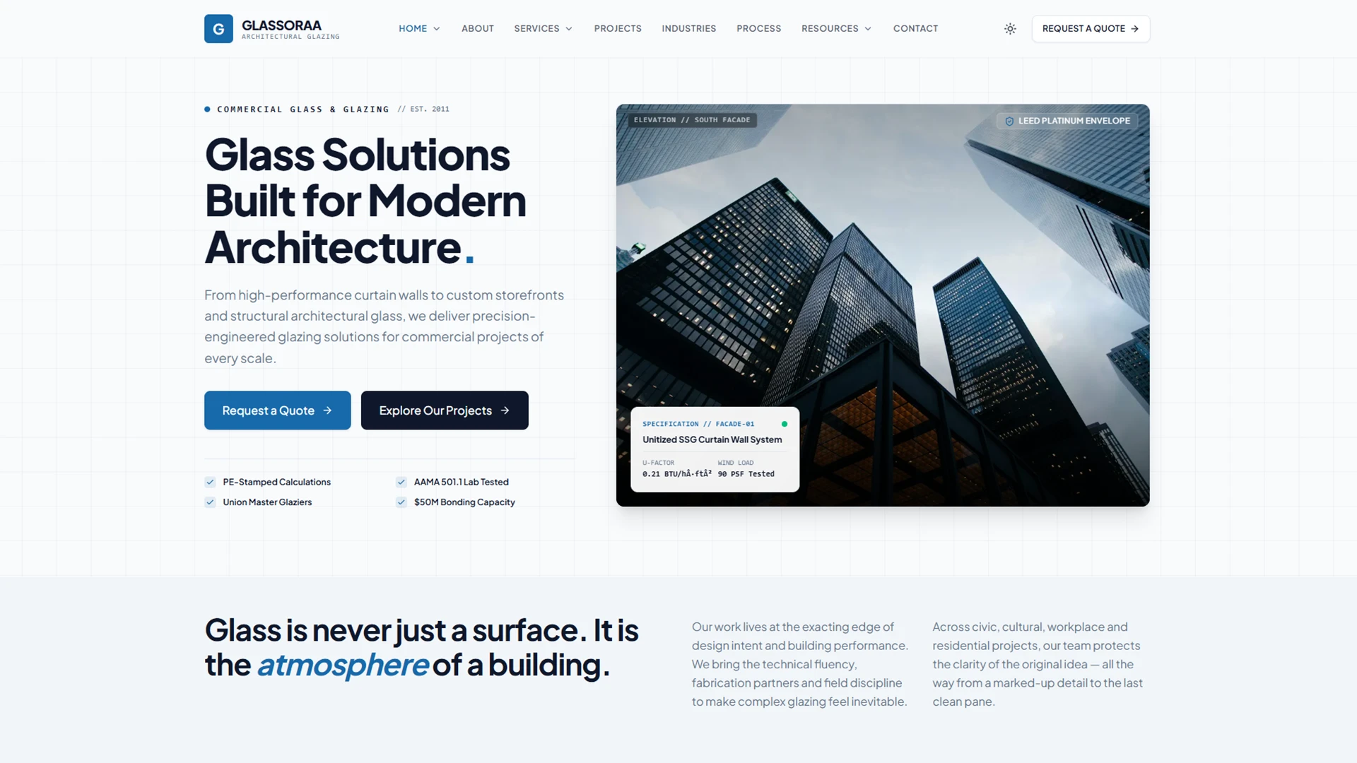 Glassoraa - Commercial Glass & Glazing Next.js Template