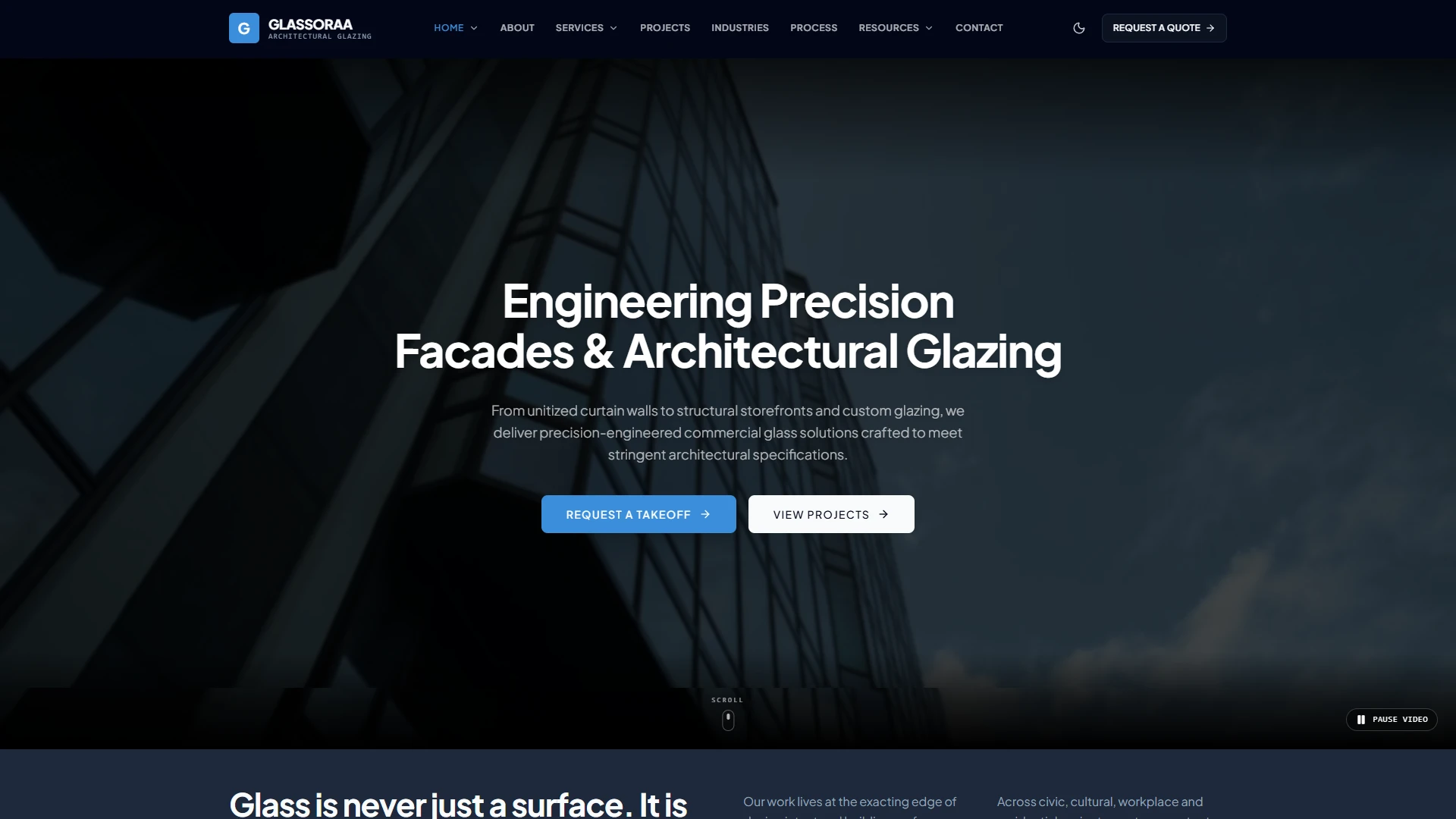 Glassoraa - Commercial Glass & Glazing Next.js Template