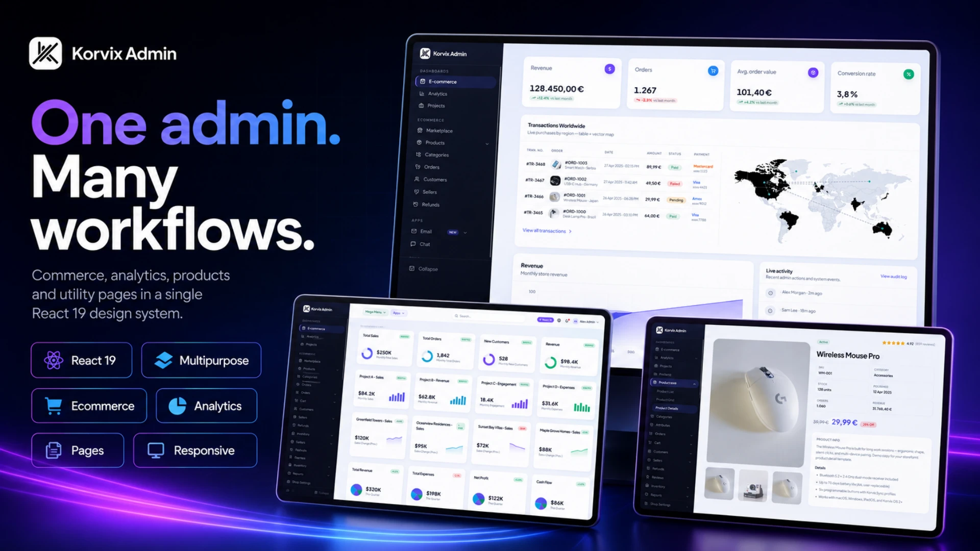 Korvix Admin - Multipurpose React Admin Dashboard