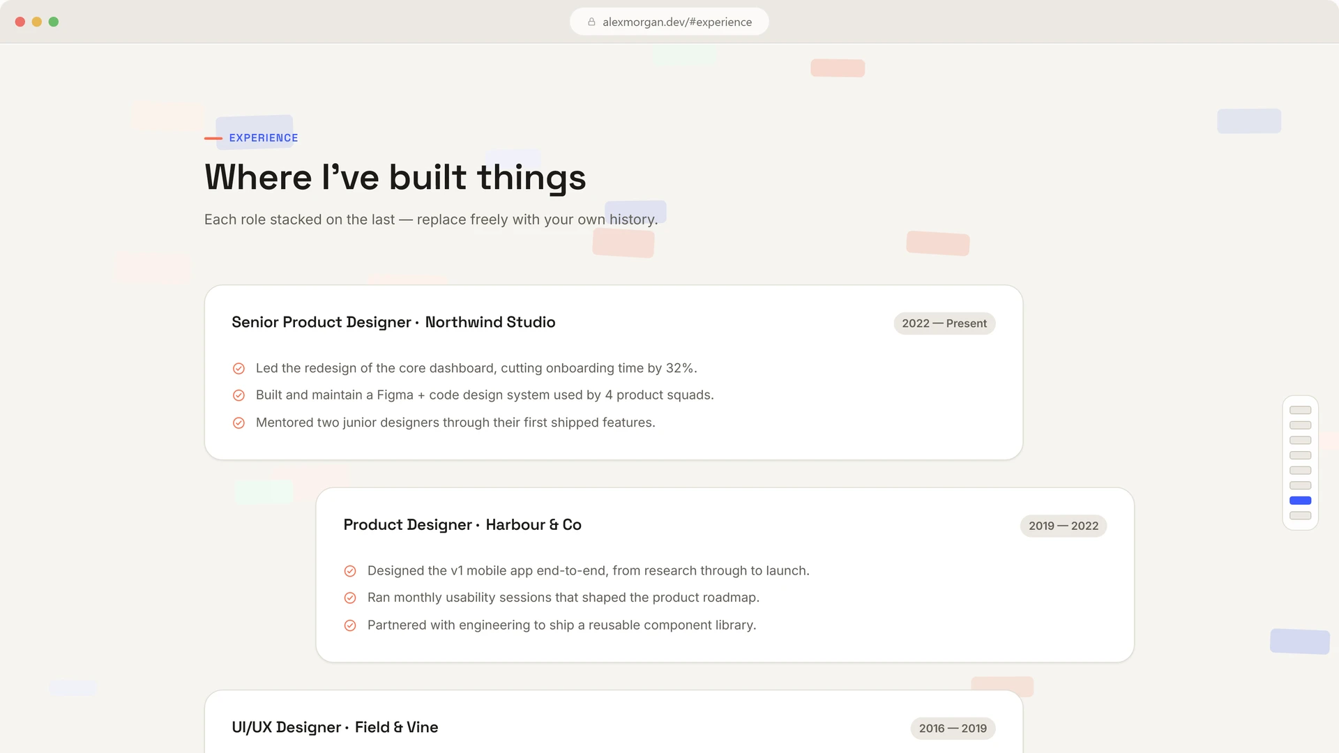 Jenga CV - Scroll-Animated HTML Resume Template