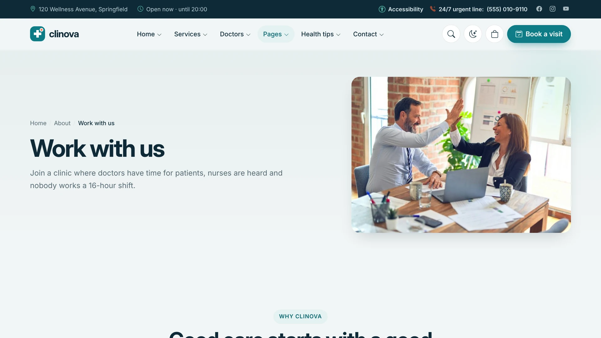 Clinova - Medical Clinic & Healthcare WordPress Theme