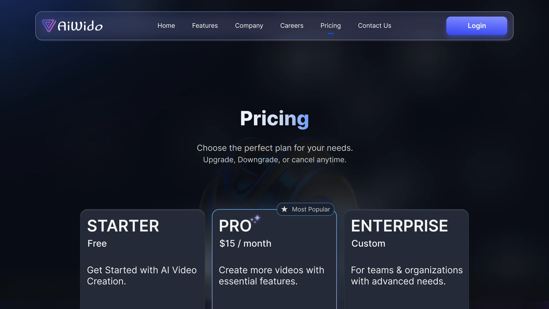 AiWido - Premium Futuristic AI Video Generator SaaS Figma Template