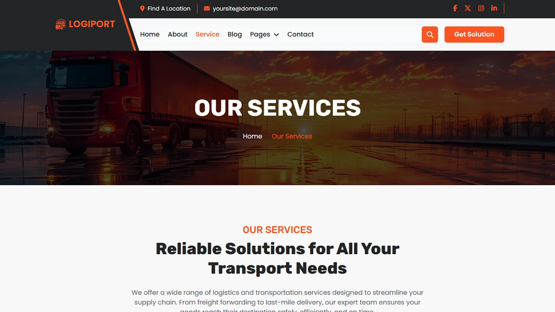 Logiport - Logistic & Transport Service HTML Template