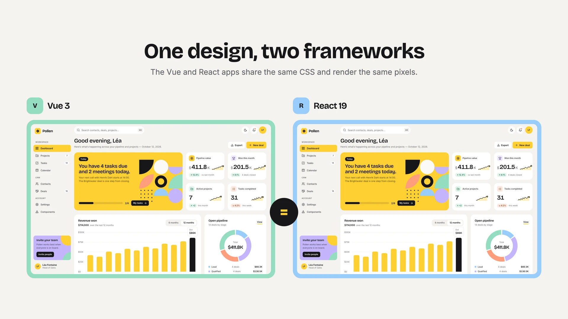Pollen - Vue & React CRM and Project Management Admin Dashboard Template