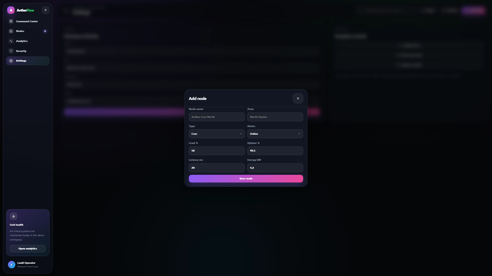 Aether Flow - Modern SaaS Workflow Management