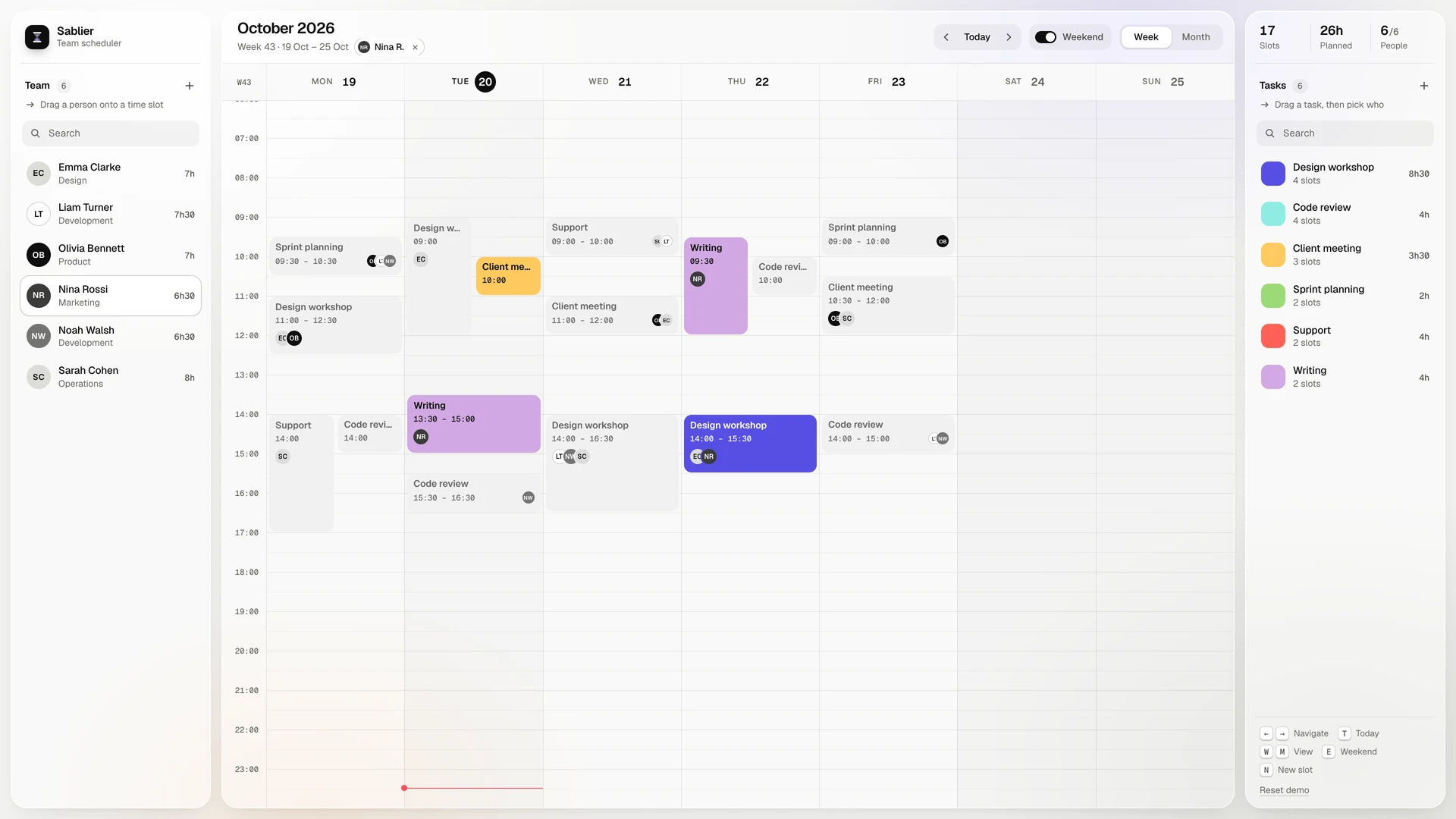 Sablier - Team Scheduler Template with Drag and Drop for React and Vue (Screenshot 7 of 13)