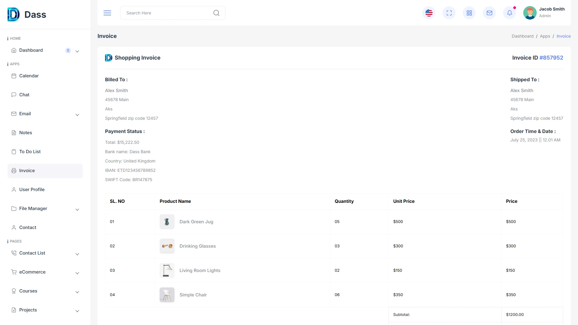 Dass - Bootstrap Admin Dashboard HTML Template with RTL Support