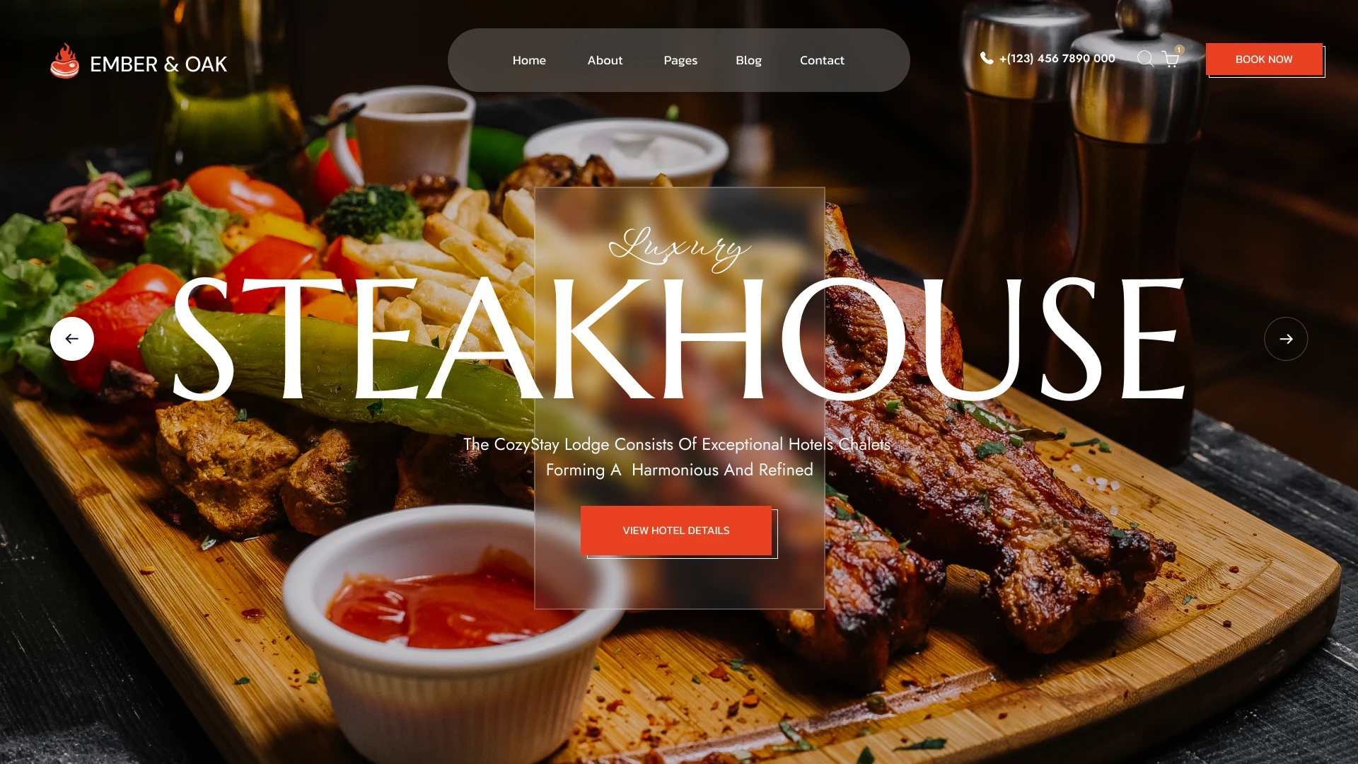 Ember & Oak - Steakhouse & Chalet Dining Figma Template (Screenshot 1 of 1)