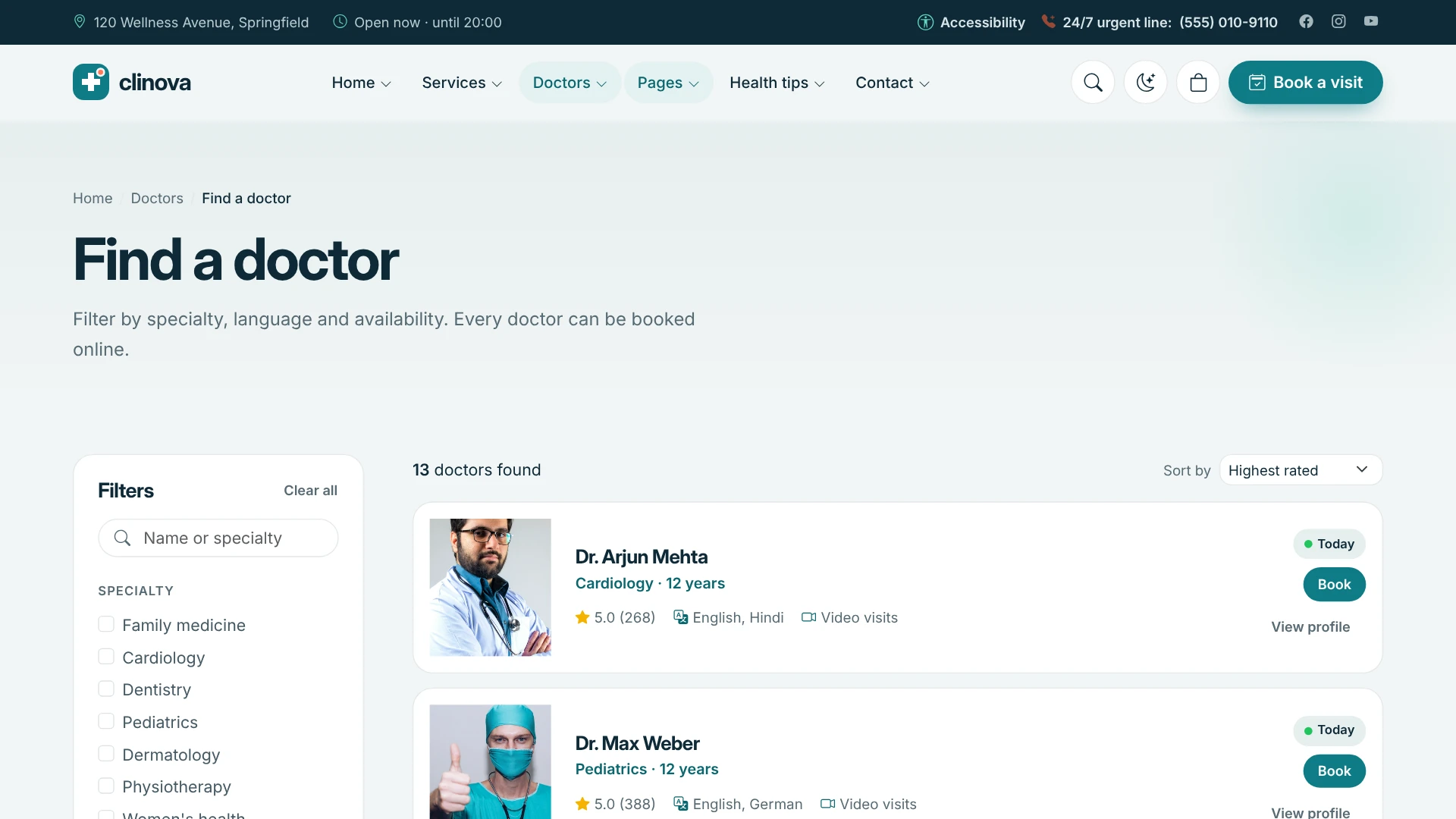 Clinova - Medical Clinic & Healthcare WordPress Theme
