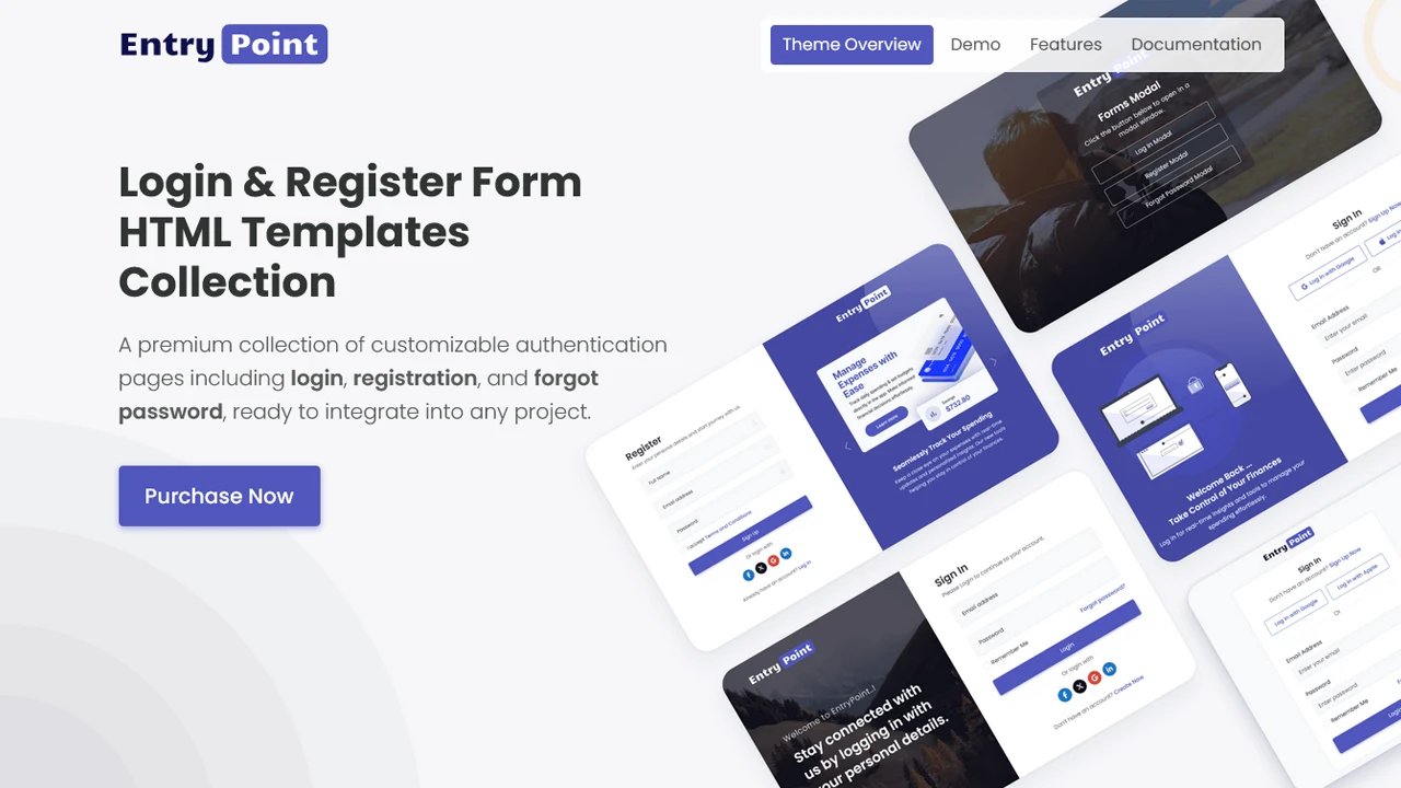EntryPoint - Login & Register Form HTML Templates Collection