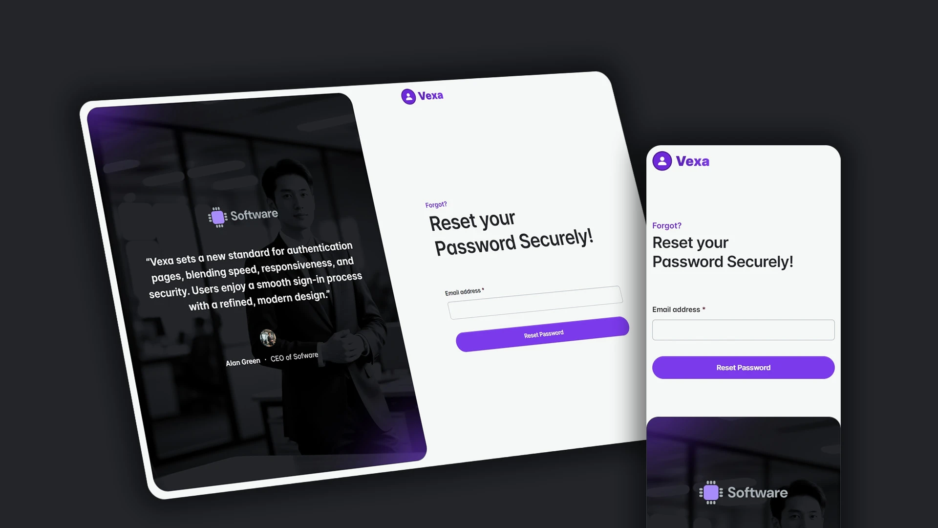 Vexa - HTML Pages for Sign In, Sign Up, 2FA, Reset & Change Password Actions