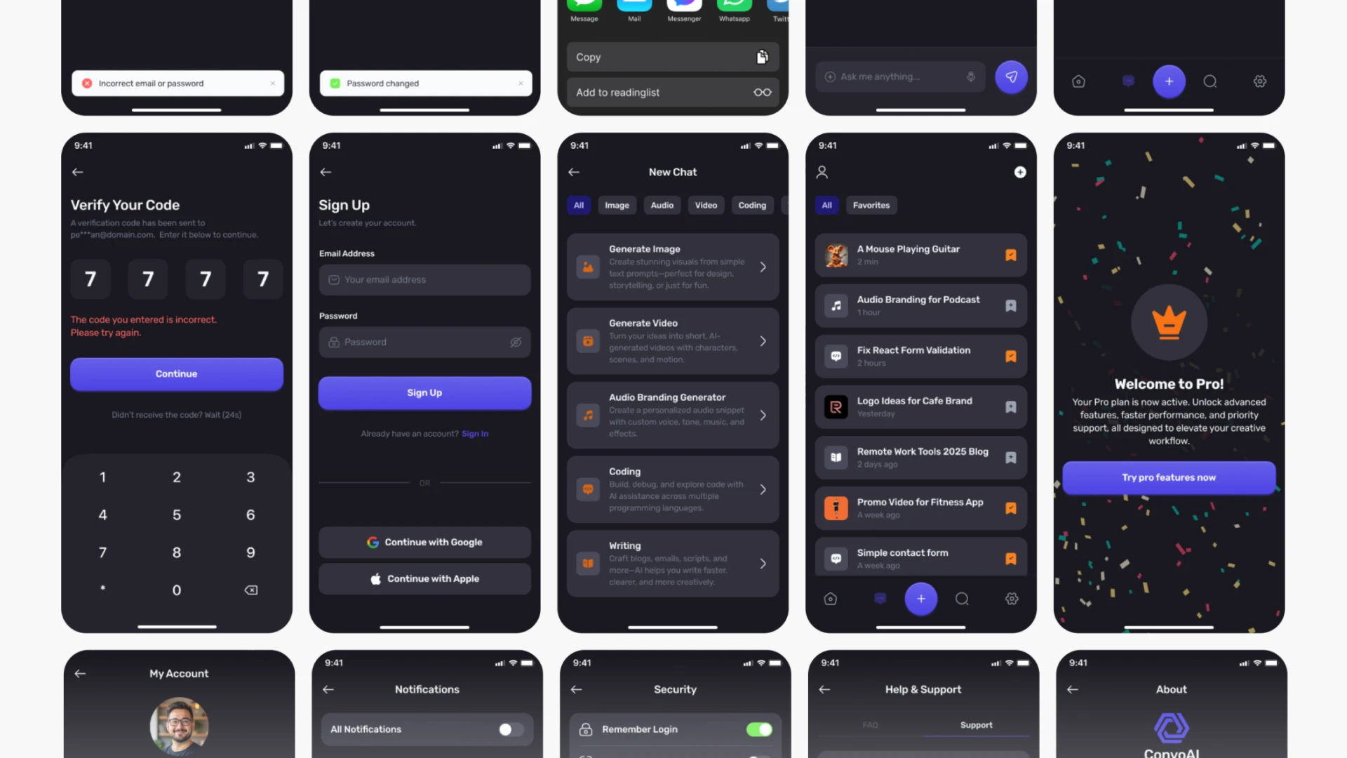 ConvoAI - AI Chatbot Mobile UI Kit