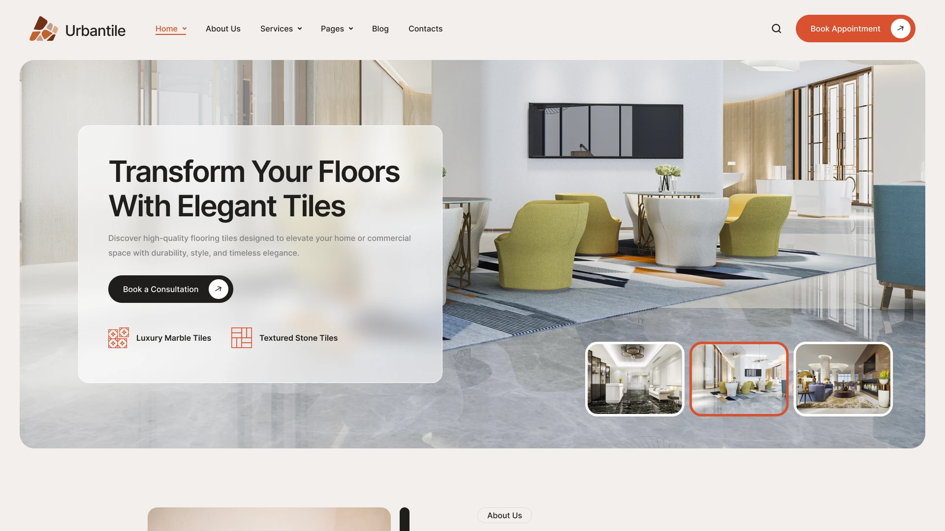 Urbantile - Flooring & Tile Installation Figma Template (Screenshot 1 of 1)