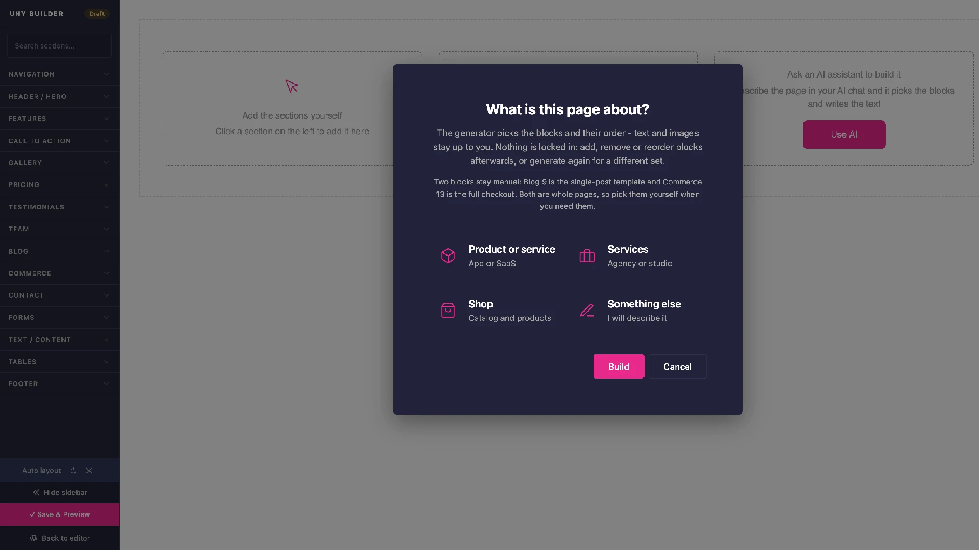 Uny AI - WordPress Theme with Flexible Section Builder