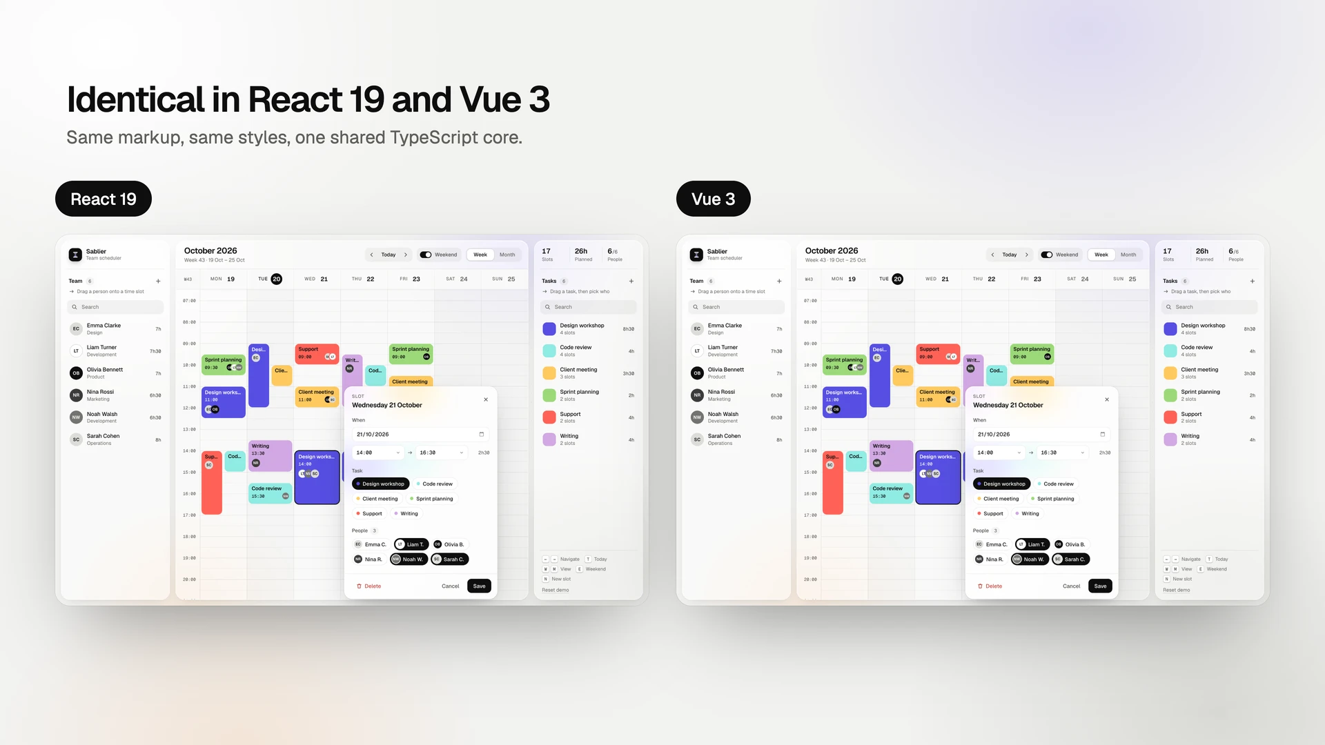 Sablier - Team Scheduler Template with Drag and Drop for React and Vue (Screenshot 12 of 13)
