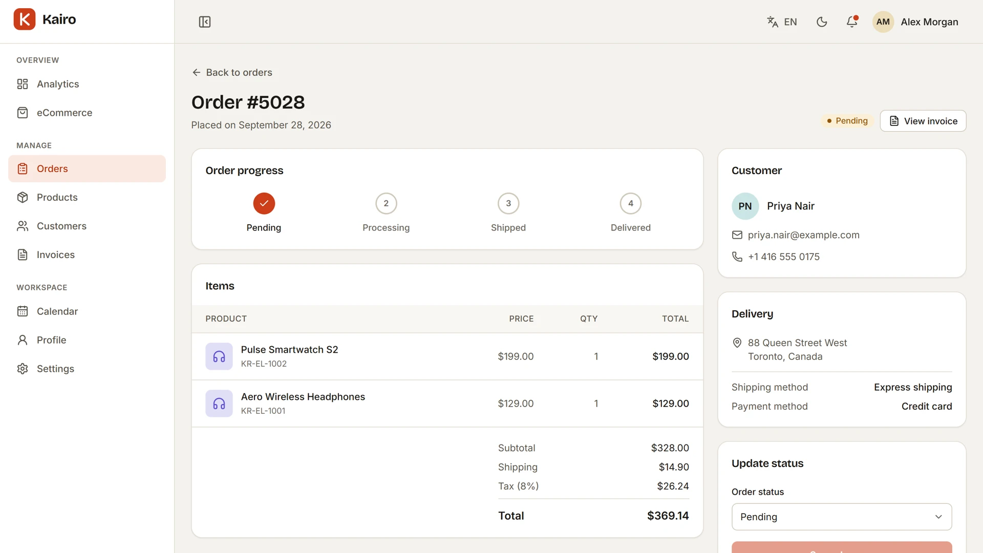 Kairo - Admin Dashboard Template with Next.js and Tailwind CSS