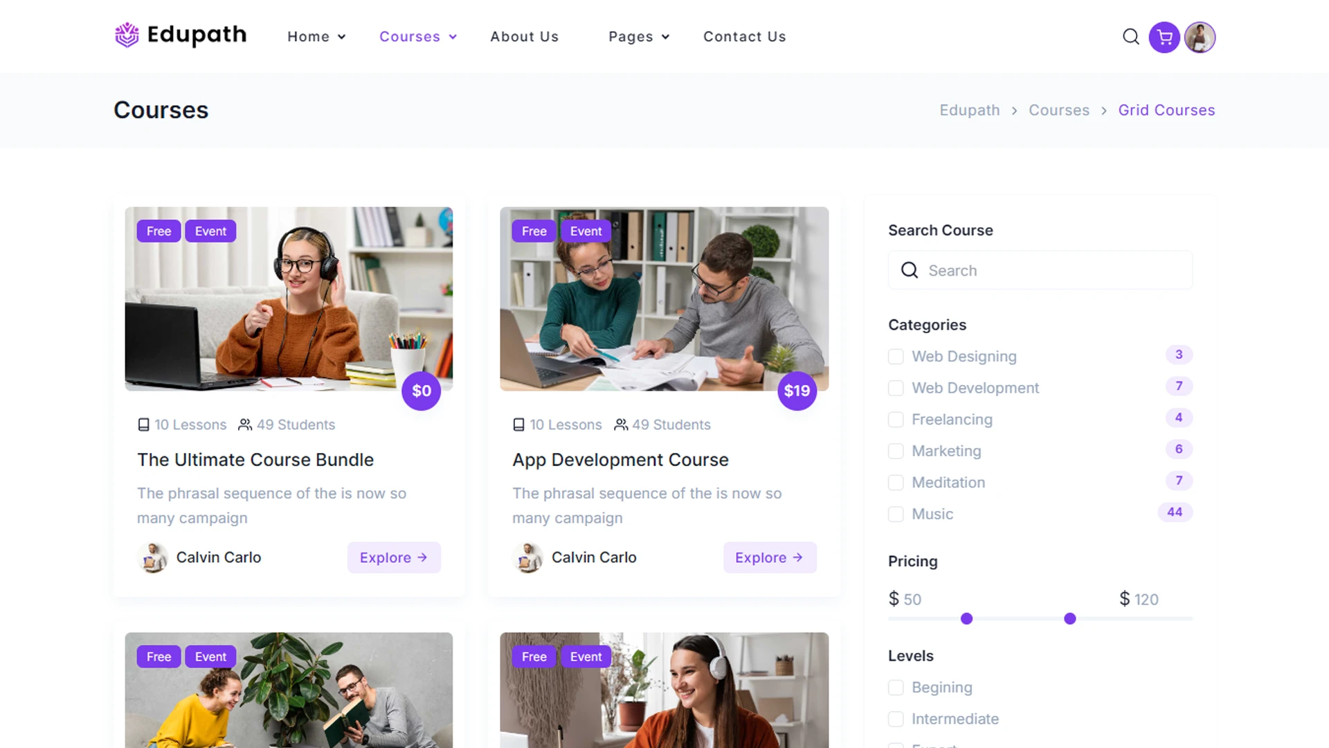 Edupath - React Online Courses & Education LMS Template
