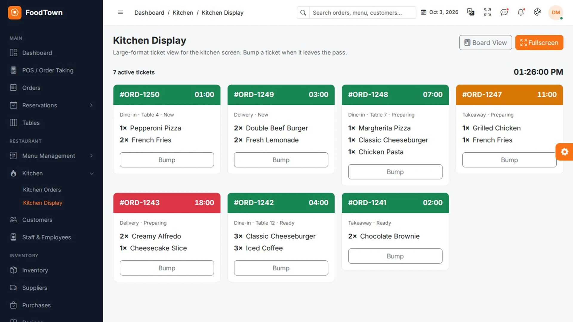 FoodTown - Restaurant Management Admin Dashboard Template