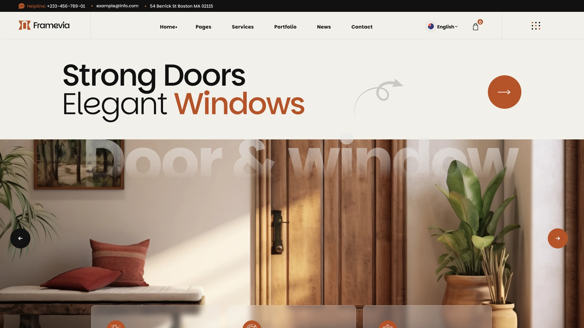 Framevia - Doors & Windows Company Figma Template (Screenshot 1 of 1)