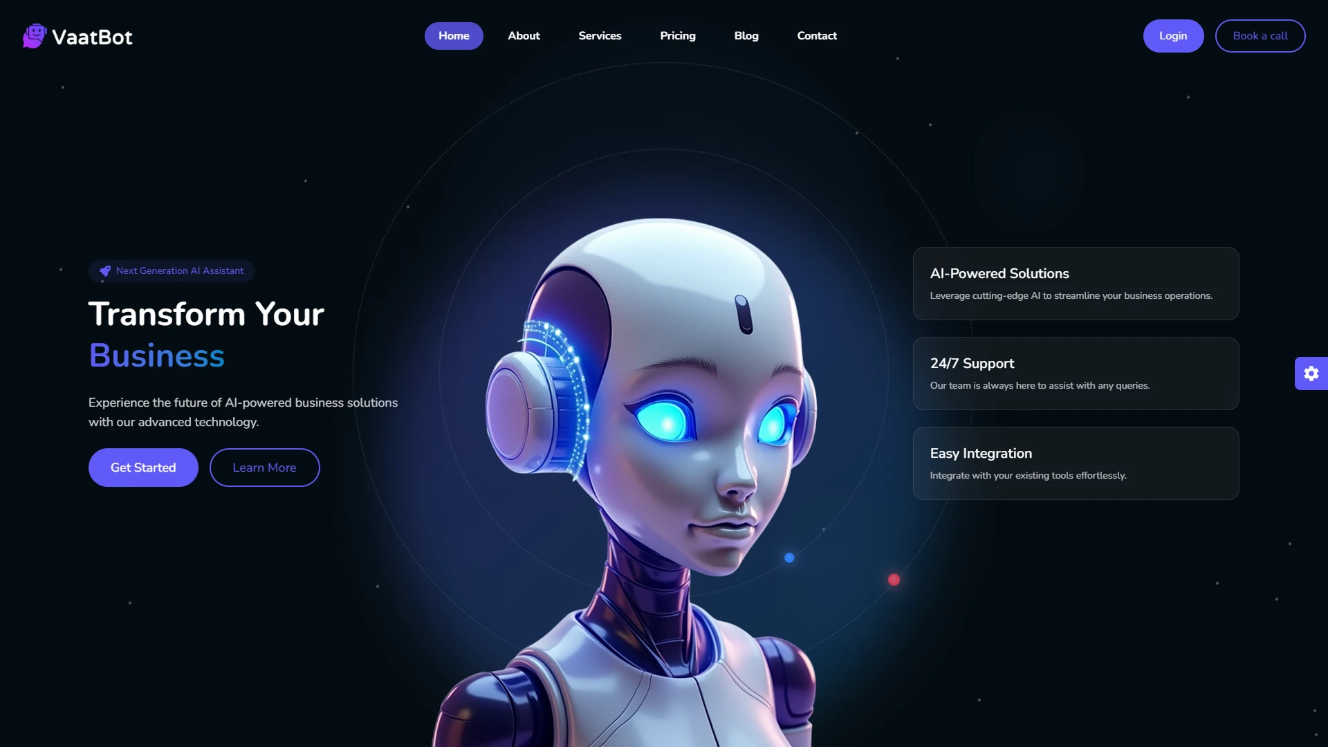 VaatBot - AI Chatbot Landing Website Template NextJS Tailwind Modern SaaS