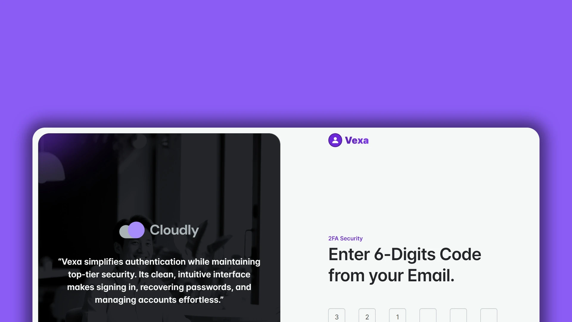 Vexa - HTML Pages for Sign In, Sign Up, 2FA, Reset & Change Password Actions