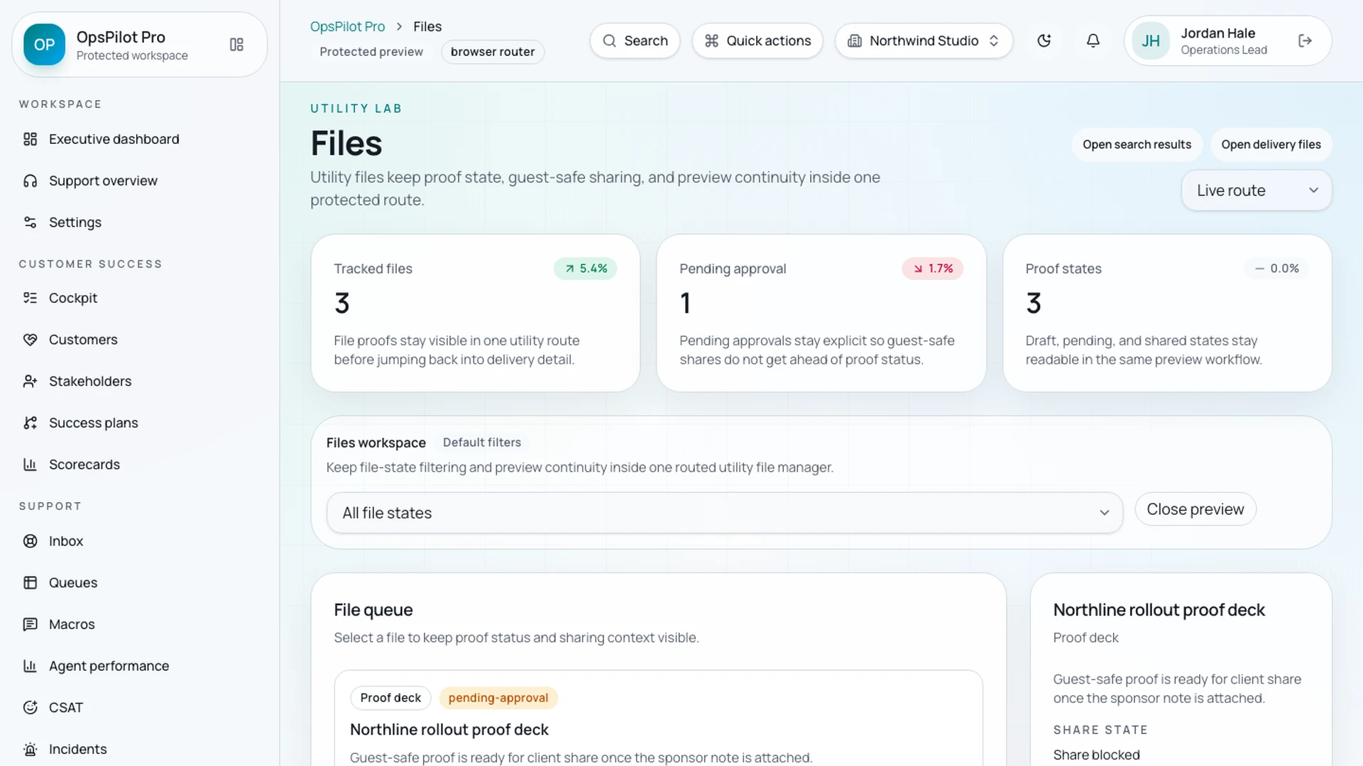 OpsPilot Pro - React CRM, Support, Billing & Admin Dashboard