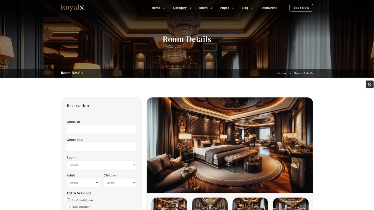 The Royalx - Hotel & Restaurant Tailwind CSS HTML Template