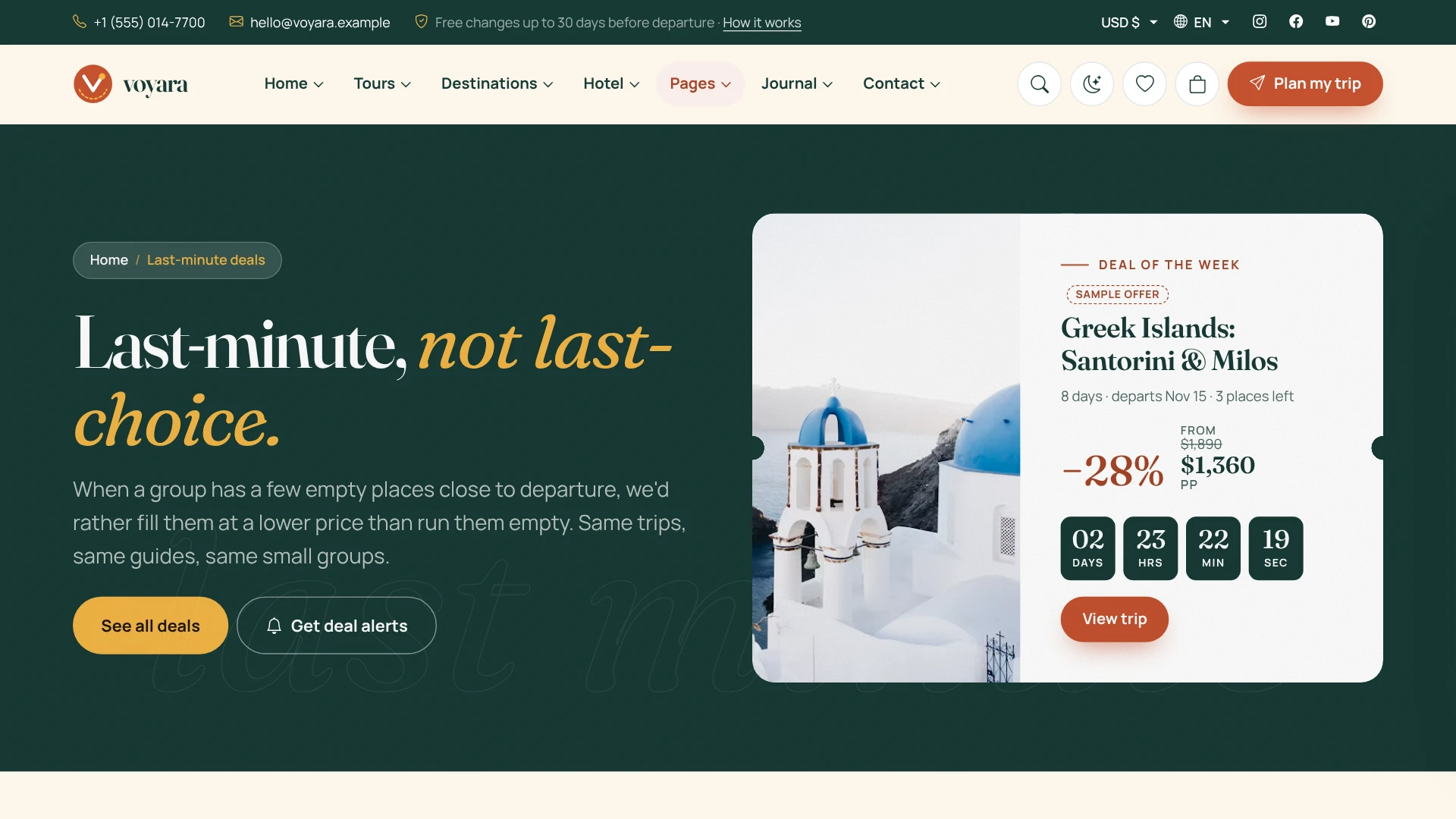 Voyara - Travel Agency & Boutique Hotel HTML Template