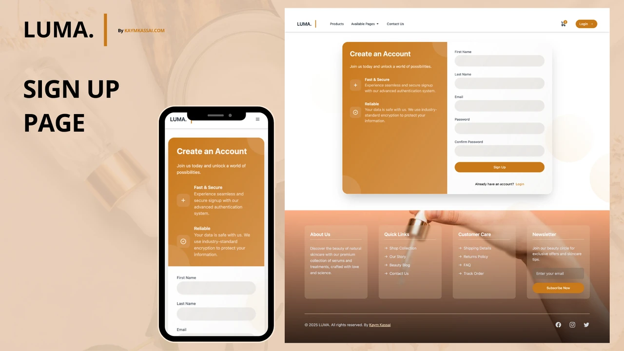 LUMA - Elegant Beauty eCommerce Template - React, Next.js & Tailwind CSS