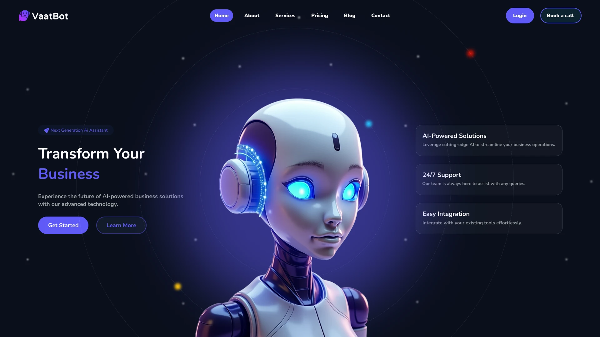 Vaatbot - Modern AI and Tech Startup Landing Page Figma UI Kit
