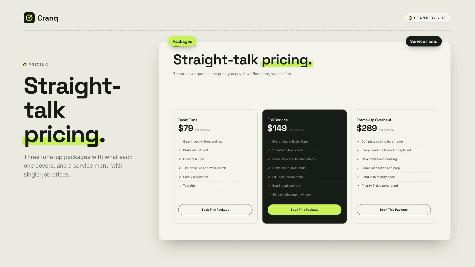 Cranq - Bicycle Repair & Customization HTML Template (Screenshot 6 of 10)