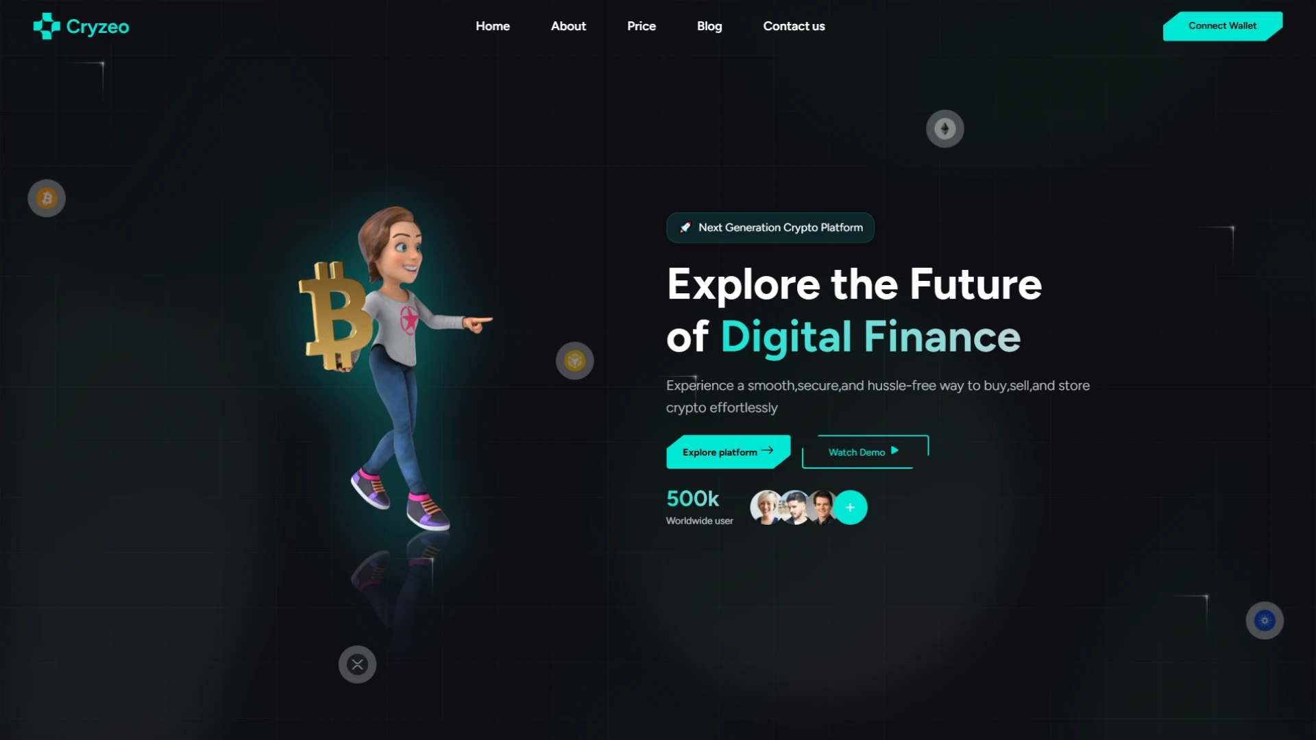 Cryzeo - Crypto Token Landing Website Template Bootstrap Modern Crypto