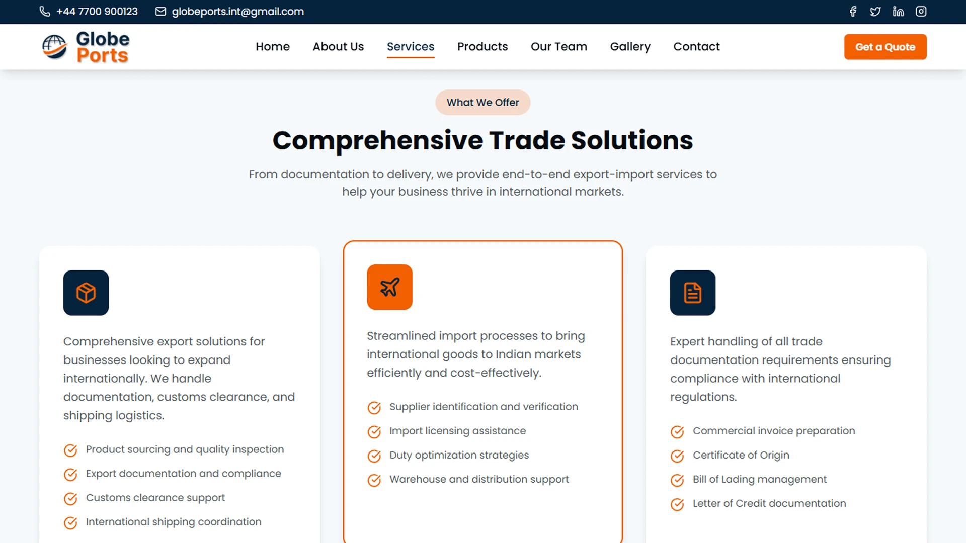 GlobePorts - Import Export Business Website Next.js Tailwind CSS